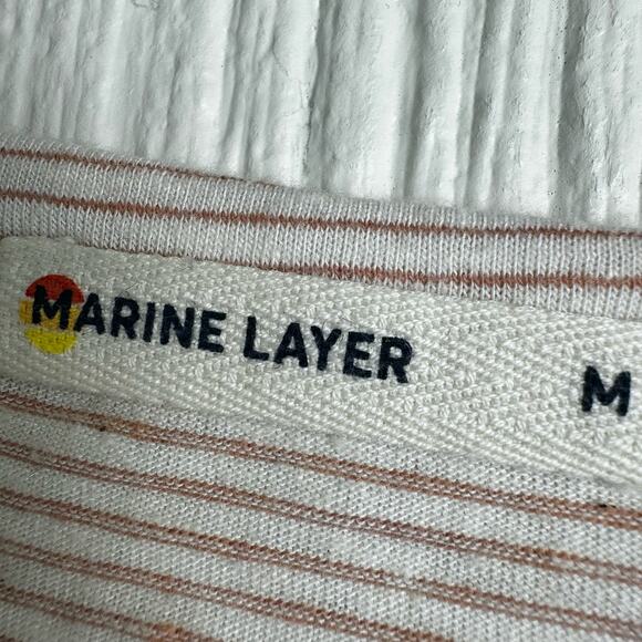 Marine Layer Striped Bonita Rose Printed Cotton Rayon Blend Shirt Size Medium - Picture 5 of 9